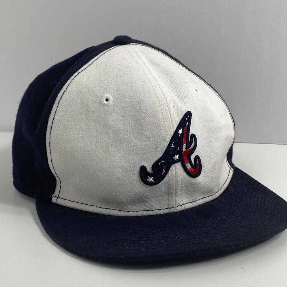 New Era Atlanta Braves, 59Fifty Fitted Hat 7 1/8 On-field Cap USA Flag In Logo